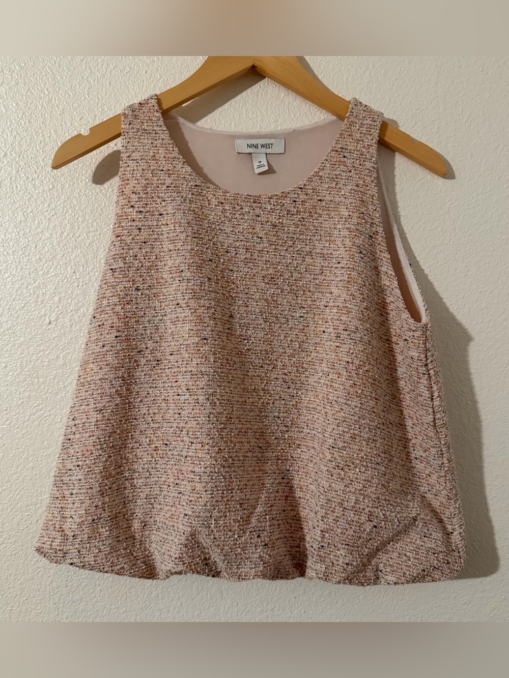 Nine West Pink Tweed Sleeveless Shell Top Size Medium